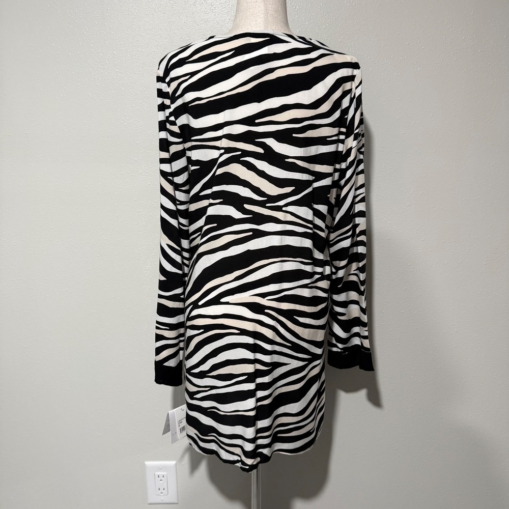 La Blanca Zebra Print V-Neck Swim Cover-Up Tunic Dress Beach Vacation Medium NWT - Picture 2 of 8